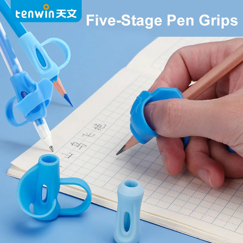 

5pcs Set Pen Holder Pencil Grip Children Learning Writing Tool Correction Device Hold Silicone Posture Correction for kids