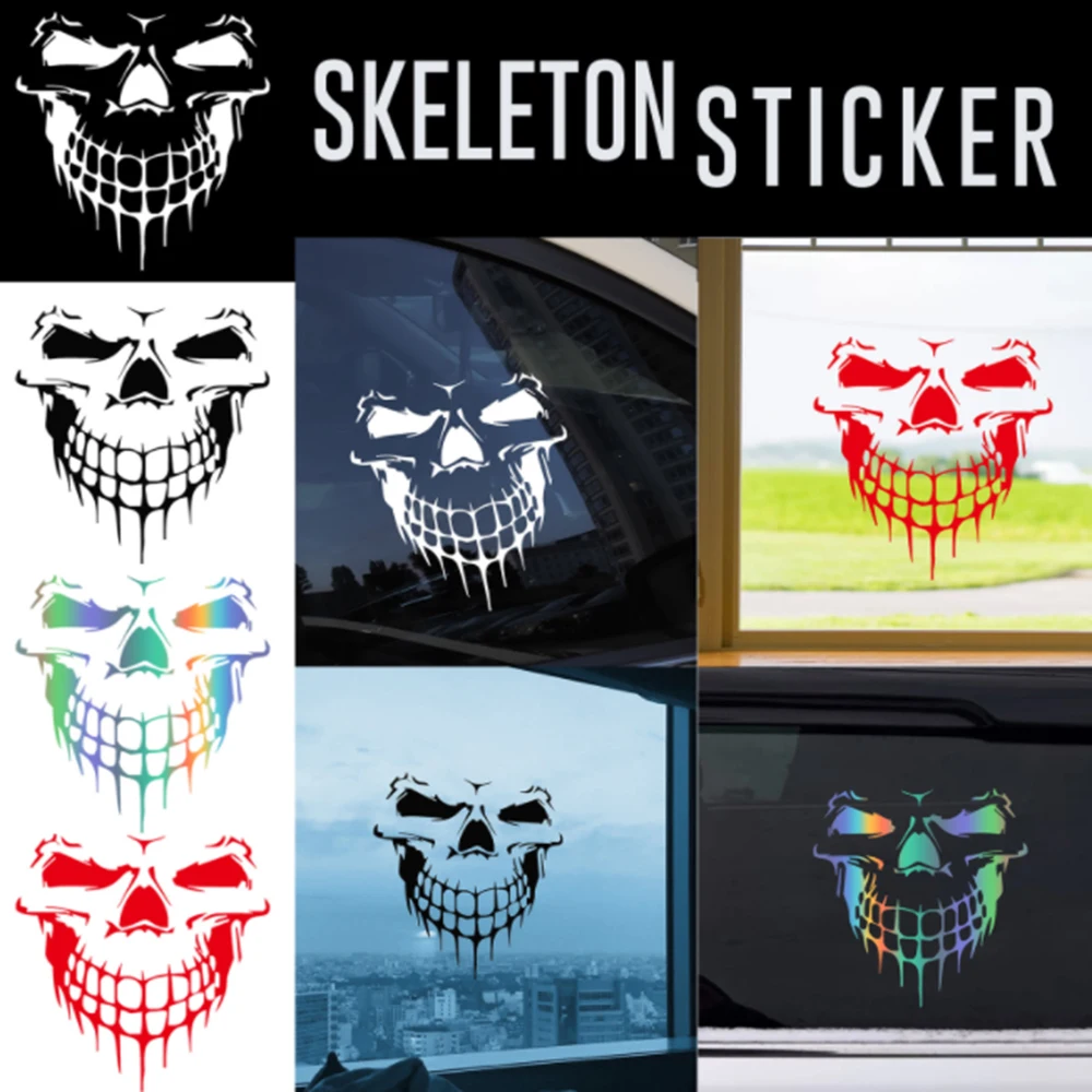 

Waterproof Car Decals Sticker Scary Skull Bone Skeleton Window Bumper Truck SUV Home Door Decro Wall Sticker1