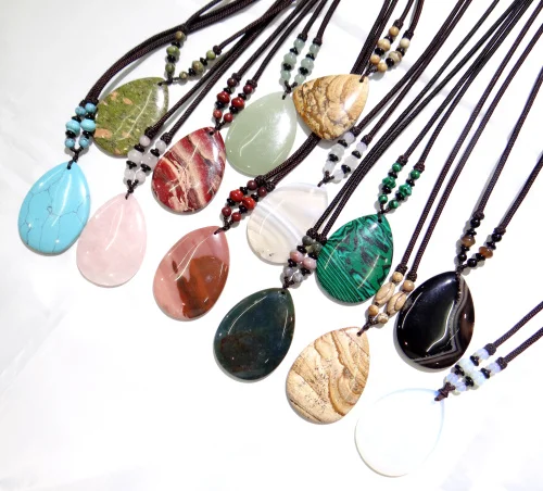 Подвеска тигровый глаз из натурального опала бирюзы авантюрина капли воды