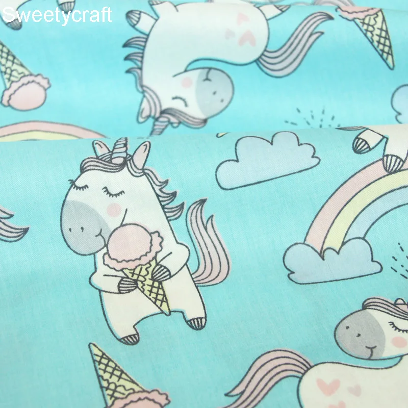 160*50 см хлопчатобумажная ткань с радужным принтом лошади саржевая Ткань для шитья