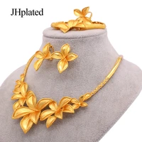 african gold plated jewelry sets for women necklace earrings bracelet ring dubai bridal gifts wedding collares jewellery set