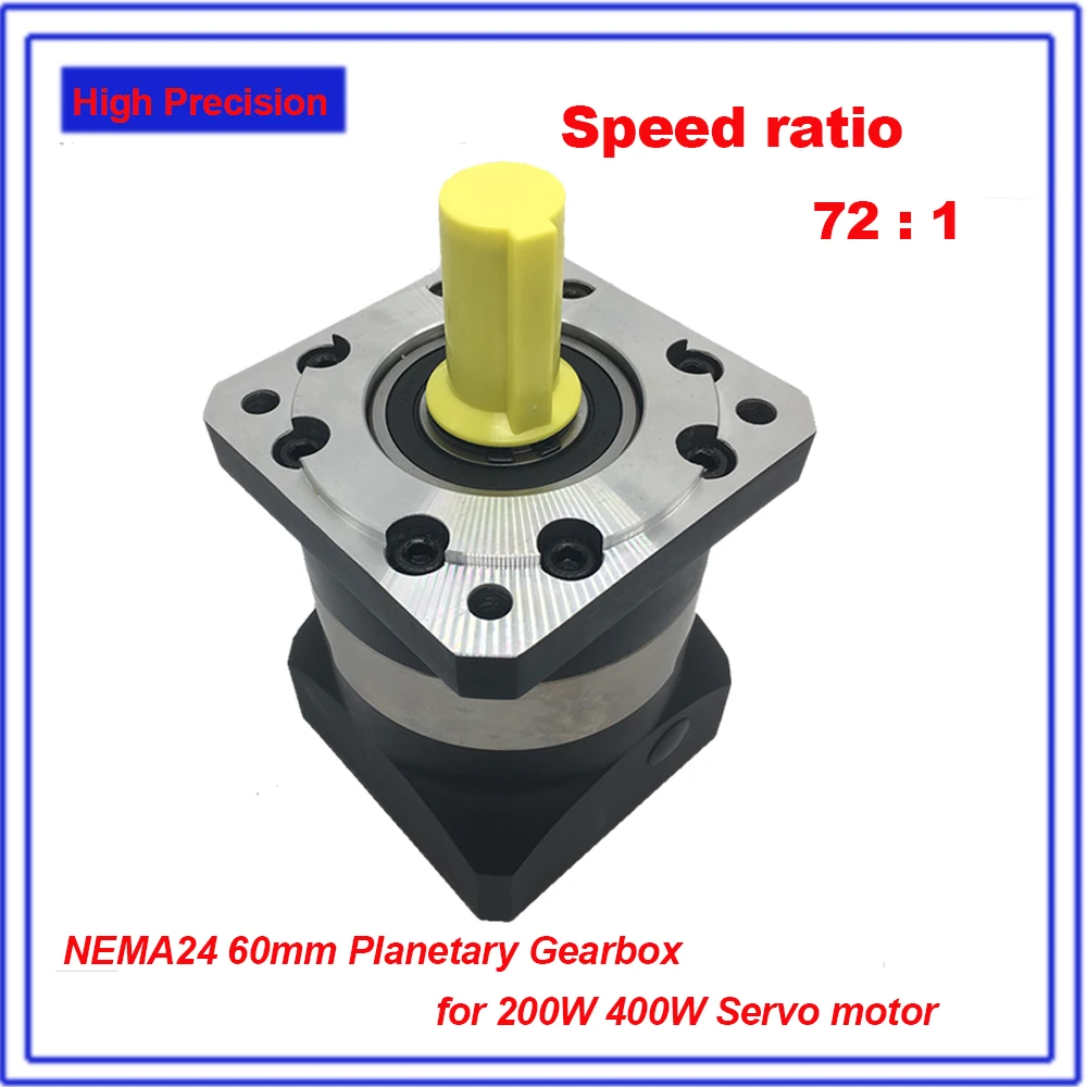

Gearbox 70:1 Ratio NEMA24 60mm Planetary Reducer Gearbox Reducer 14MM Input Shaft &14MM Output Shaft for 200W 400W Servo motor