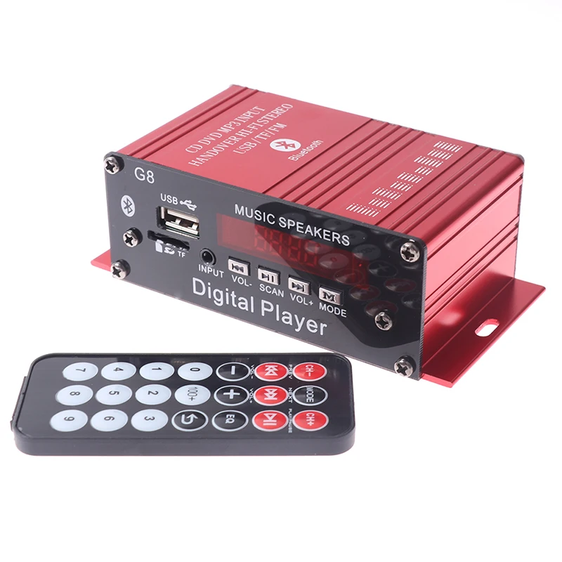 

G8 200W 12V Car Audio Amplificador HIFI Audio Power Amplifier Bluetooth Home Stereo Amplifiers FM Radio 2CH USB TF AUX