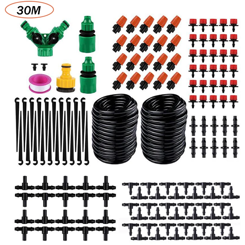 

30M 40M 4/7mm Hose Tube Gardening Greenhouse Watering Kit Adjustable 8Holes Micro Flow Dripper DIY Drip Irrigation System Kit