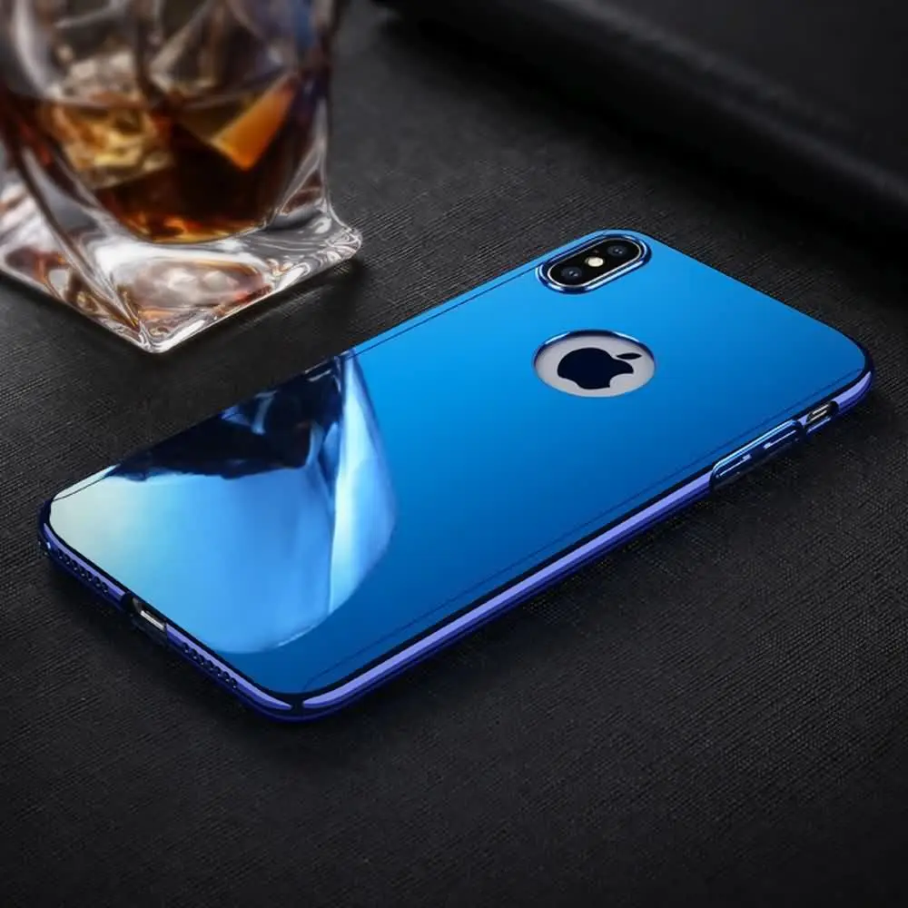 360 роскошный зеркальный чехол для iPhone Xr X Xs Max глянцевый противоударный 7 8 6 S Plus 5 5S SE
