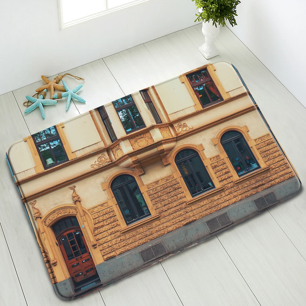 

Retro Door Window Non-Slip Bath Mat Bedroom Kitchen Living Room Doormat Absorbent Corridor Balcony Carpet Washable Home Decor