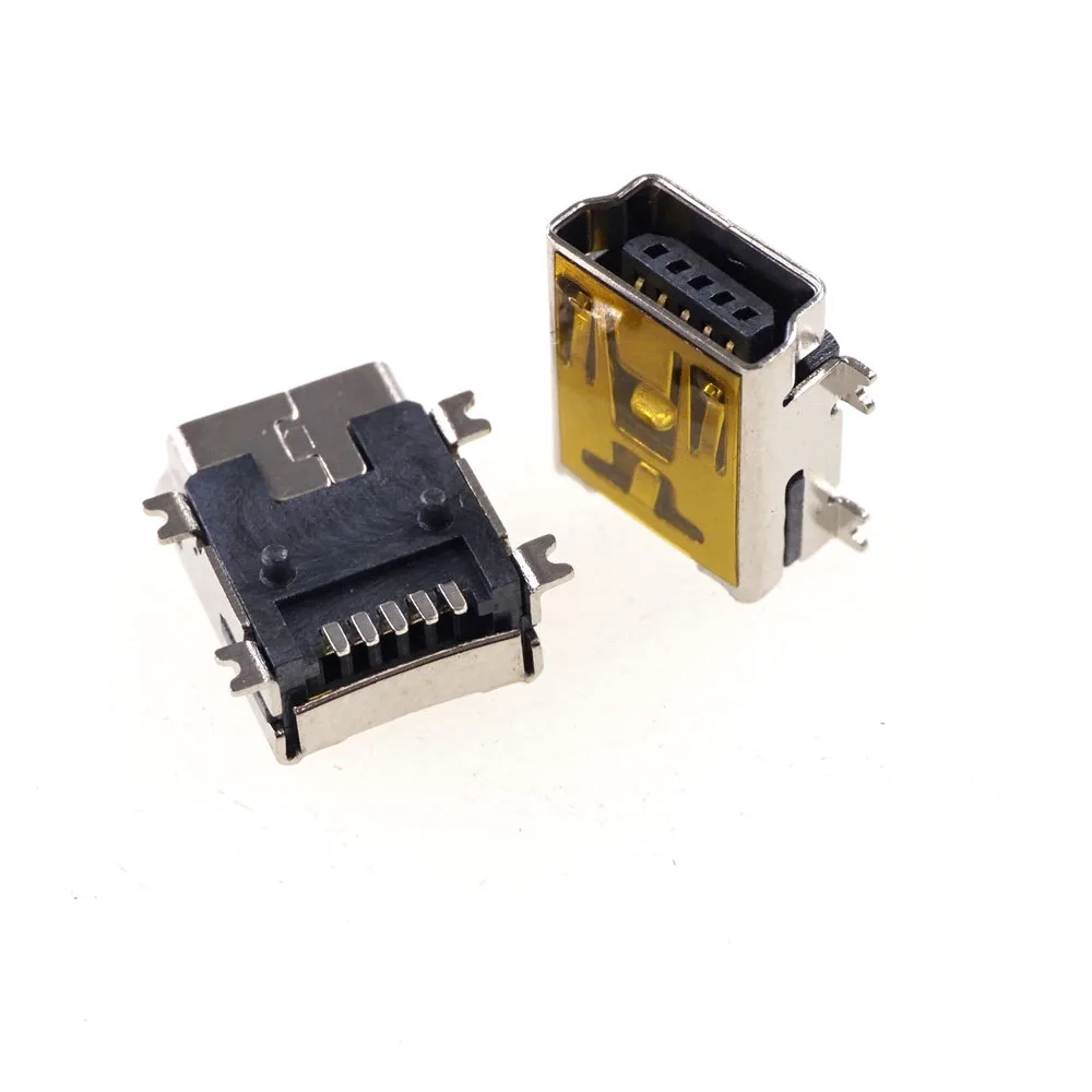 

1000 шт./лента и катушка мини USB разъем 2,0 B F 5-контактный разъем Гнездовой прямой угол SMD /SMT крепление направляющая для паяльной платы