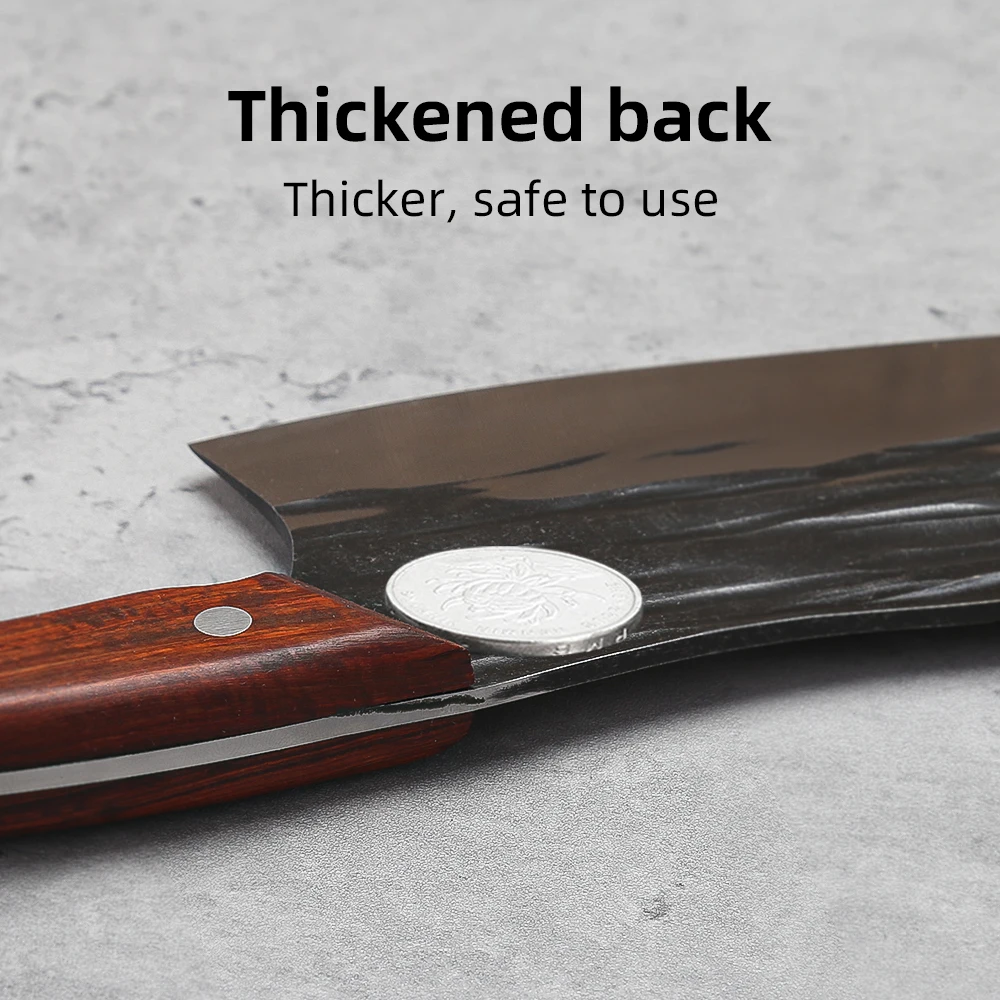 

Handmade Forged Butcher Knife Kitchen Stainless Steel Hammered Blade Full Tang Cleaver Slicing Meat Knife Tool With Wood Handle