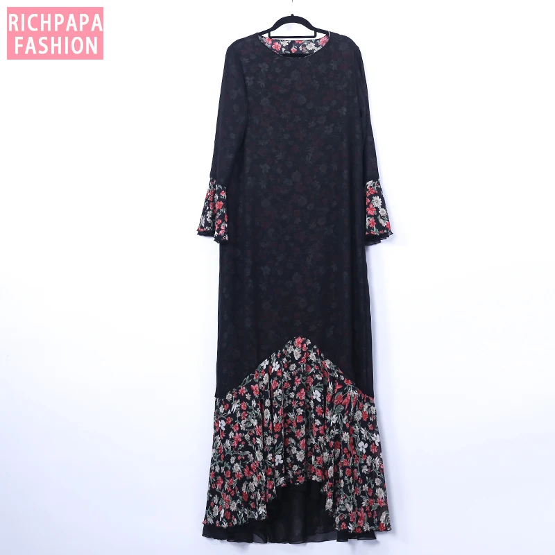 Женское Макси Платье арабское абайя Дубай мусульманское платье кафтан эльбиз