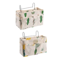 new 2 pcs storage bag lattice hanging storage bag bedside storage organizer with hook bed pocket cactus pineapple