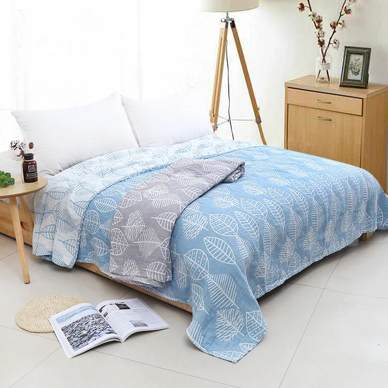 Хлопковое муслиновое Клетчатое одеяло для кровати тонкое осеннее стеганое