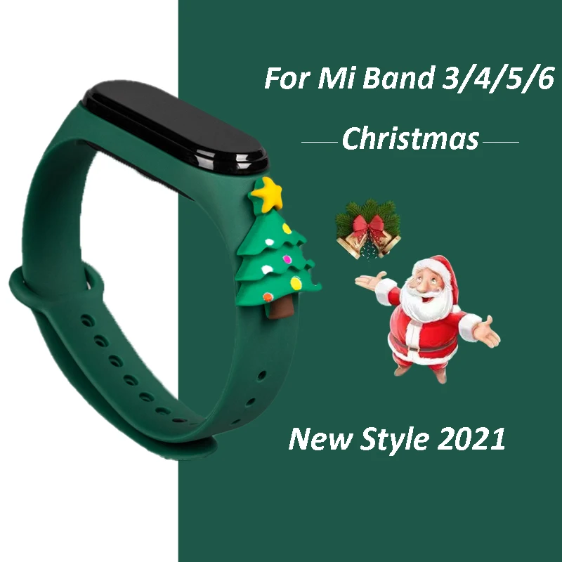 

New Christmas Gift Silicone Strap For Xiaomi Mi Band 6 5 4 3 Sport Bracelet Watchbands for Miband 4 3 Band6 5 Cartoon wristbands