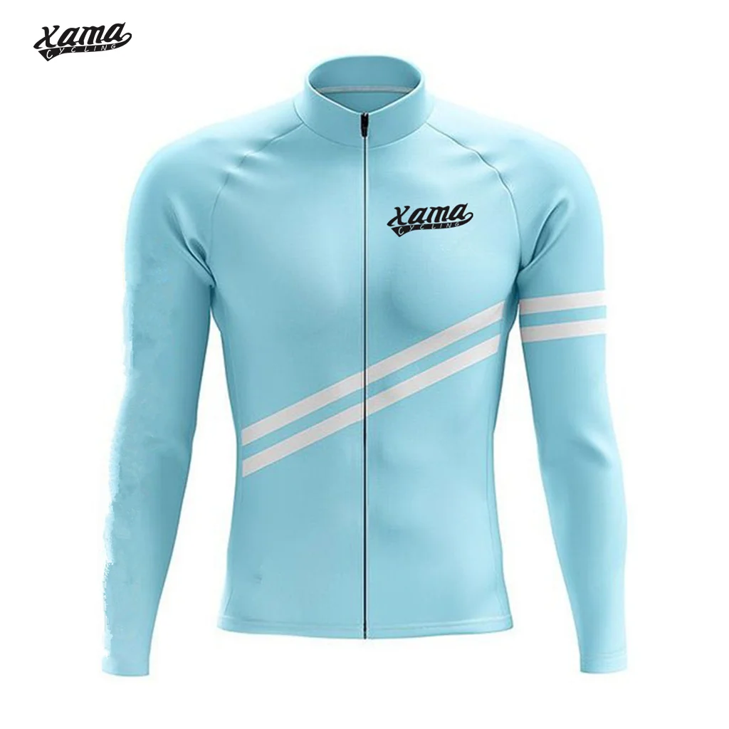 

XAMA Men Winter Thermal Fleece Cycling Jersey Long Sleeve Pro Team Outdoor Bike Clothing Jacket Ropa Ciclismo Roadbike Apparel