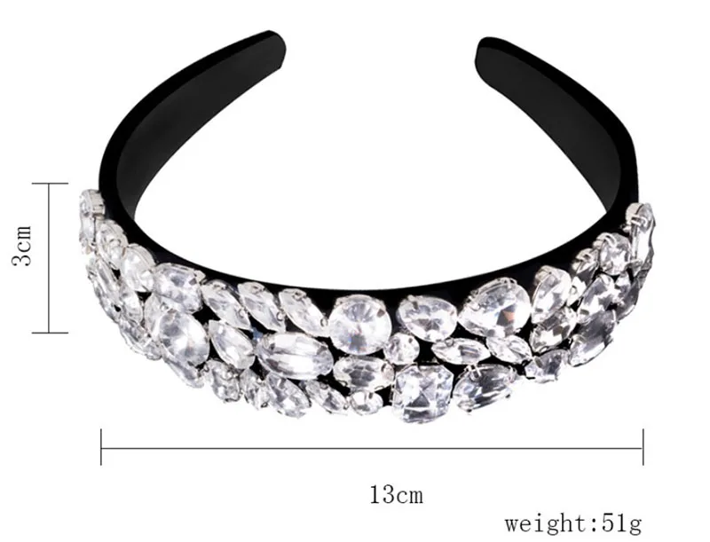 

Full White Rhinestone Headbands for Women Geometry Wide Side Hairband Fashion Dance Adult Non-slip Head Band Hair Accessories