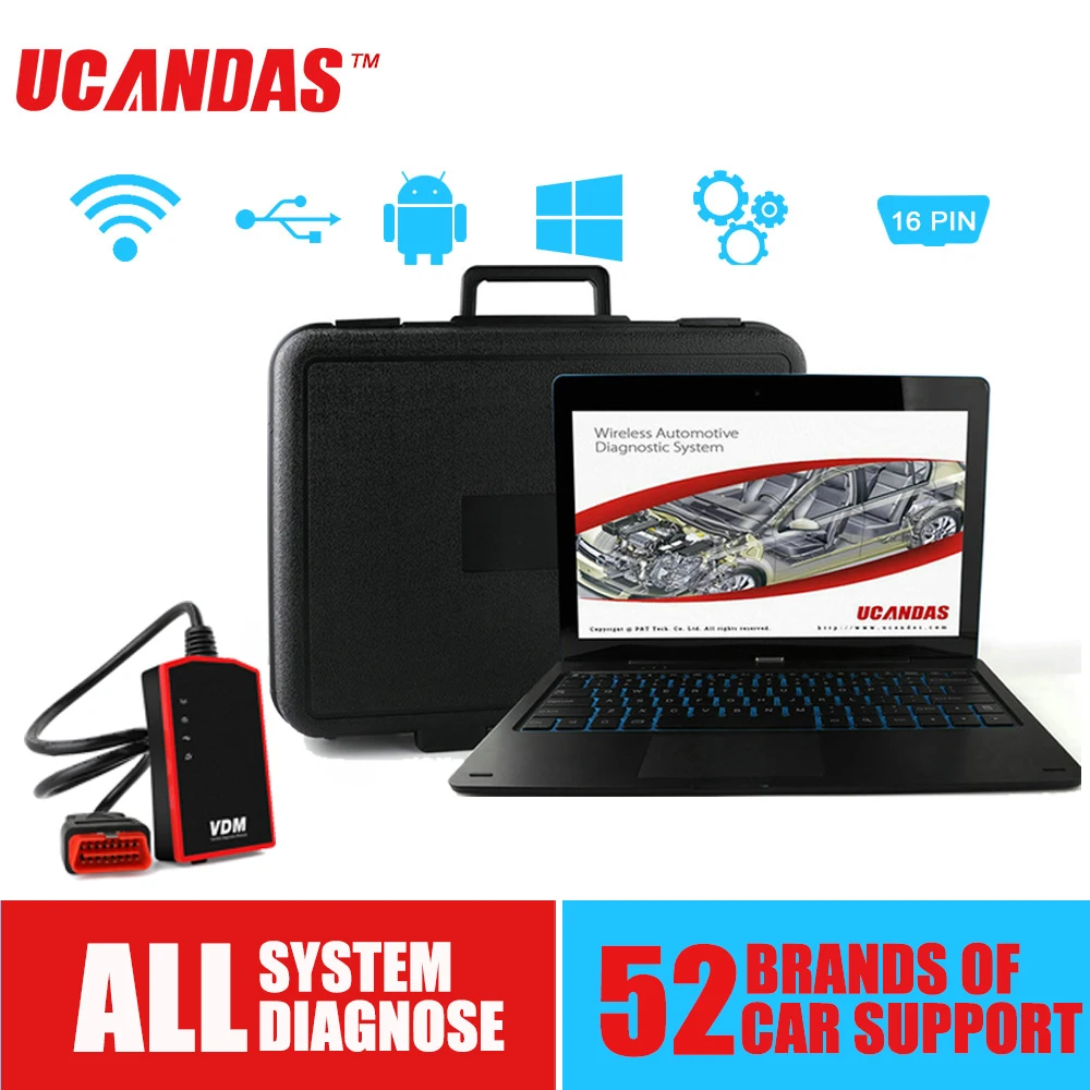 UCANDAS VDM Wifi сканер полная система OBD2 автомобильный диагностический инструмент ABS SRS
