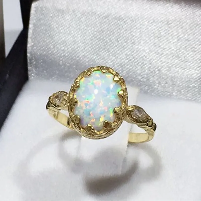 Новинка 2020 роскошное женское золотое кольцо с опалом и короной для женщин