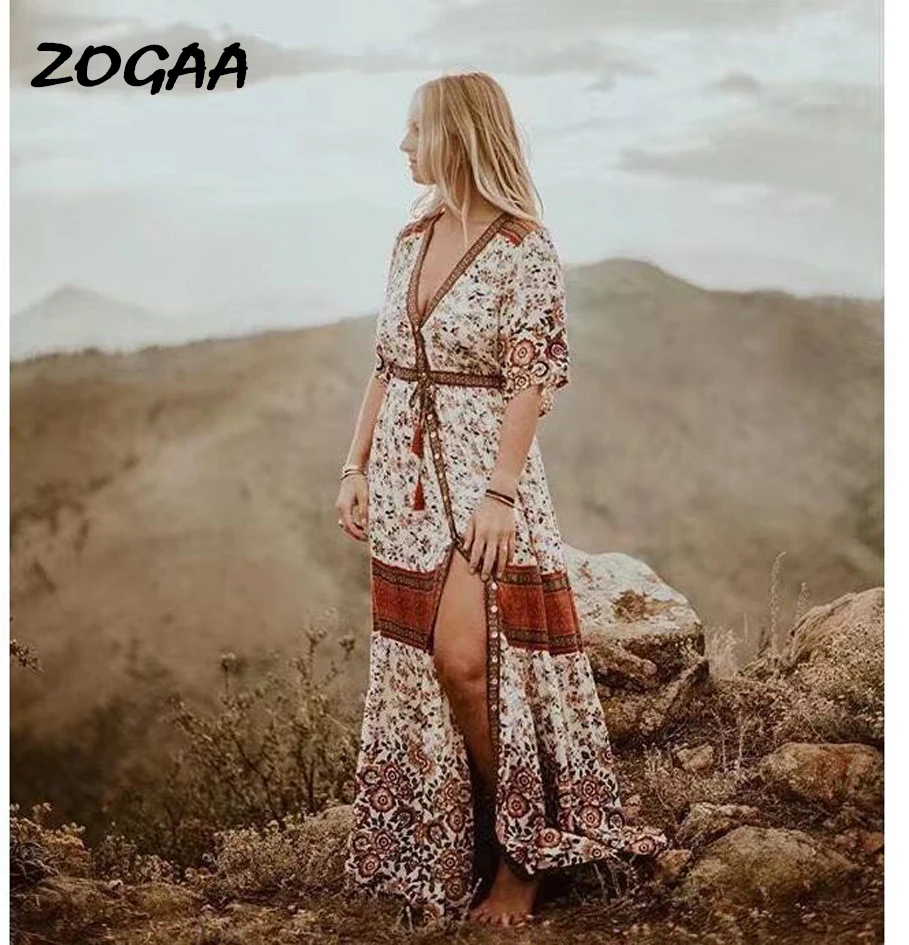 

Женская Длинная пляжная юбка ZOGAA, однобортный Кардиган в стиле ретро, повседневная одежда для отдыха, осень 2021