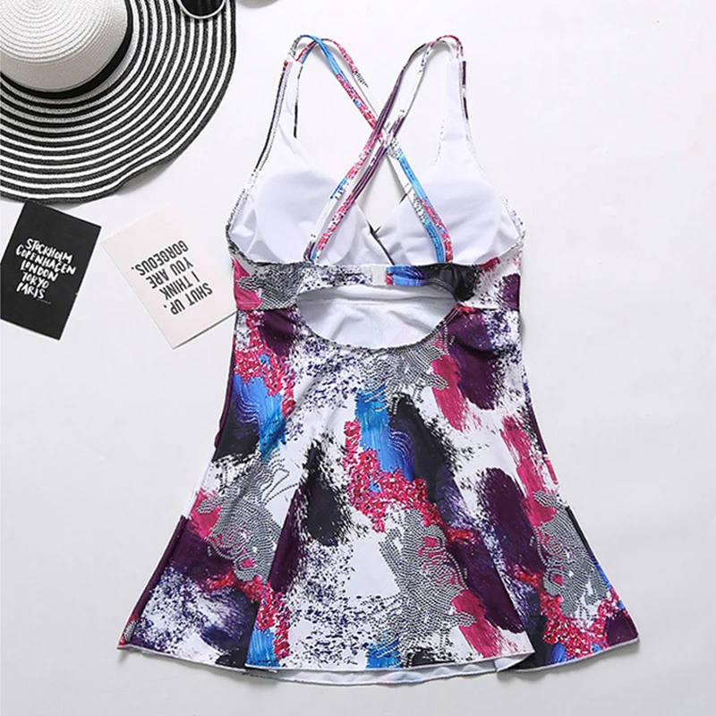 Женский купальный костюм из двух предметов юбка шорты одежда для плавания