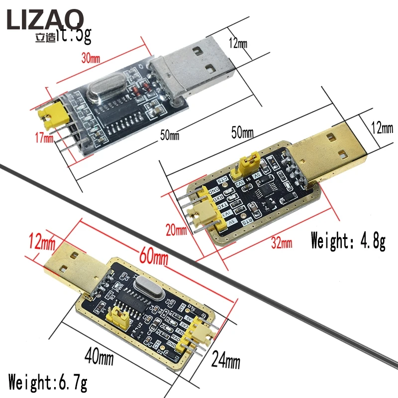 Плата микроконтроллера CH340 с USB на TTL CH340G небольшая пластина для щетки проводом