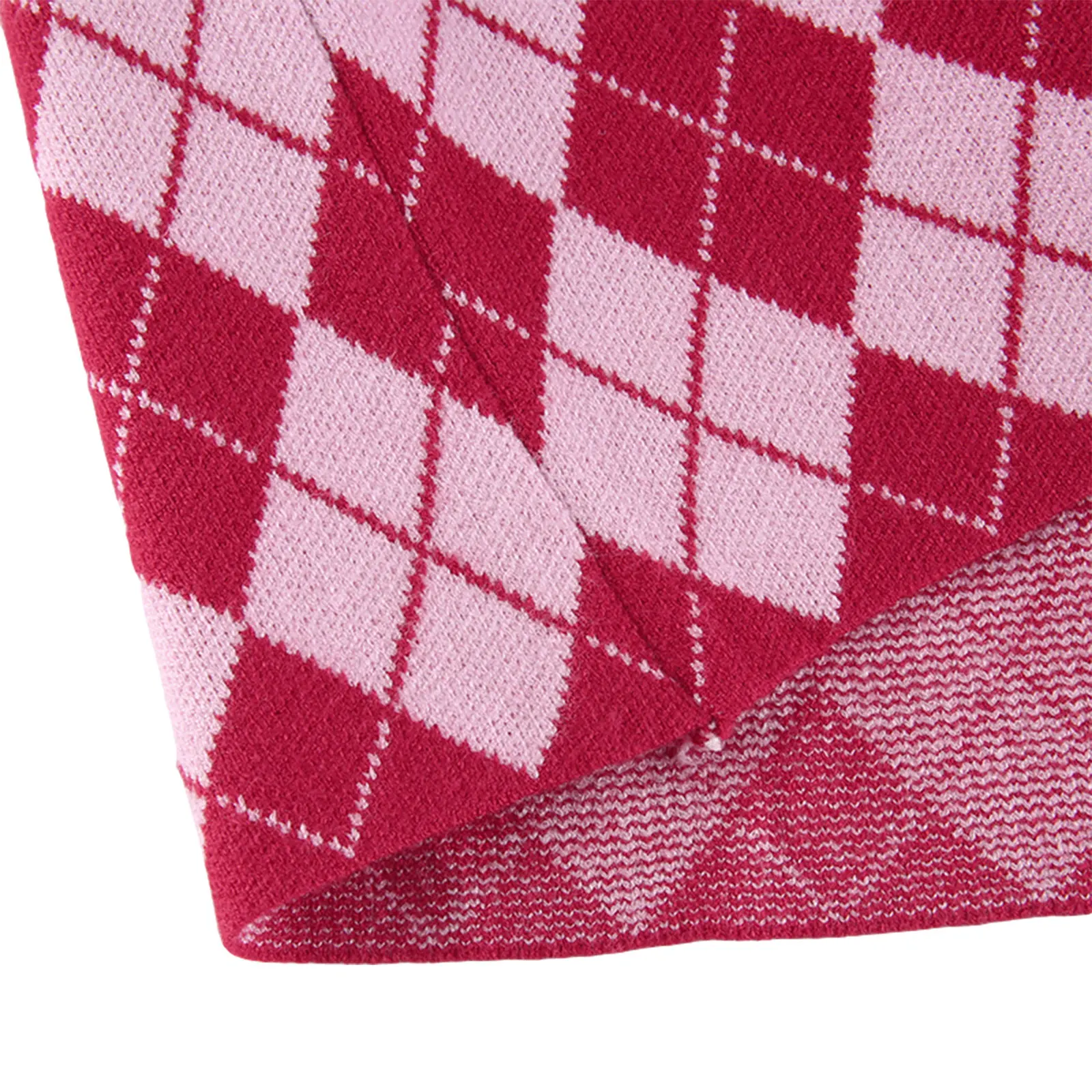 

2021 Womens Two Piece Outfits Long Sleeve Button Down Argyle Ruffle Crop Top or Mini Skirt Clothes Set