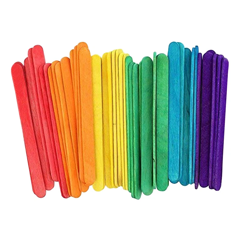 

100Pcs Colored Wooden Craft Sticks Art Natural Wood Craft Sticks Great for Kids Projects DIY Crafts Creative Designs