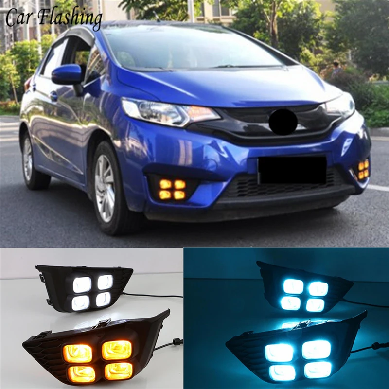 Автомобильный мигающий 2 шт. LED для Honda fit jazz 2014 2015 2016 DRL дневные ходовые огни