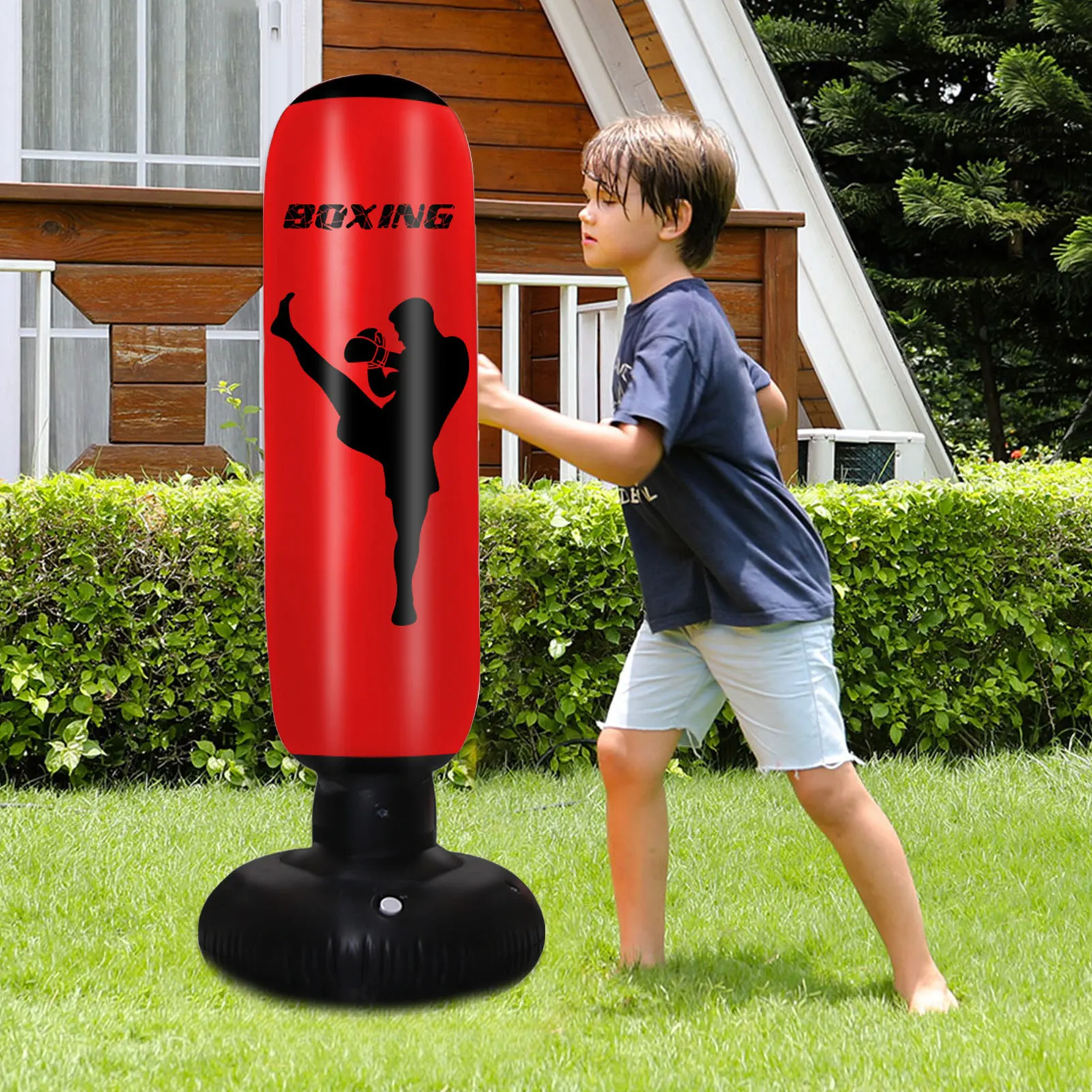 

170cm PVC Inflatable Tumbler Gym Kids Boxing Training Target Inflatable Boxing Bag Adult Children Boxing Punch Kicking Sandbag