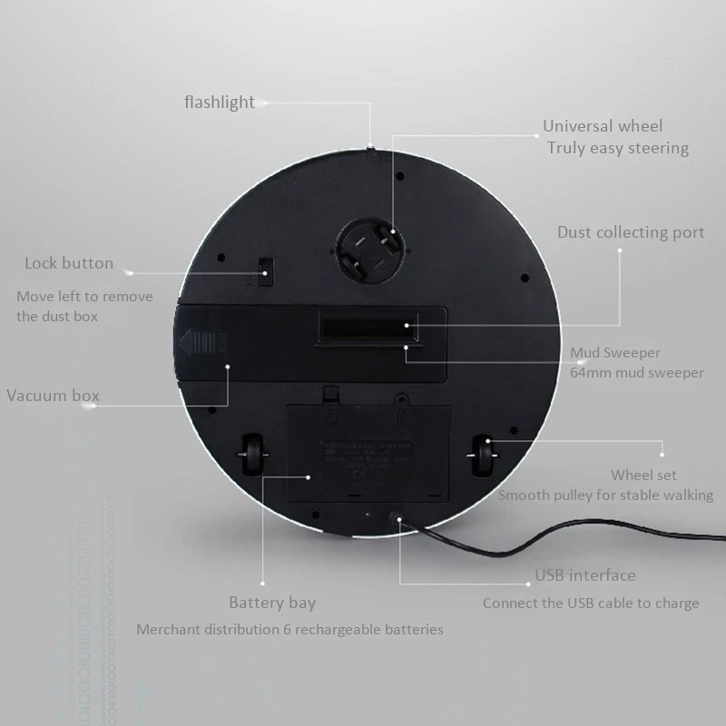 

Automatic Rechargeable Strong Suction Sweeping Smart Vacuum Cleaner