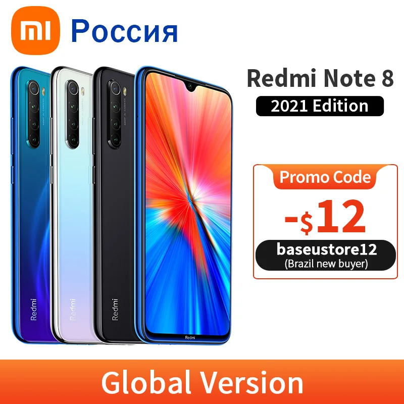 Новая глобальная версия Xiaomi Redmi Note 8 (2021) 4GB 64GB 48MP AI Quad камера Helio G85 6 3 &quotDotDrop дисплей