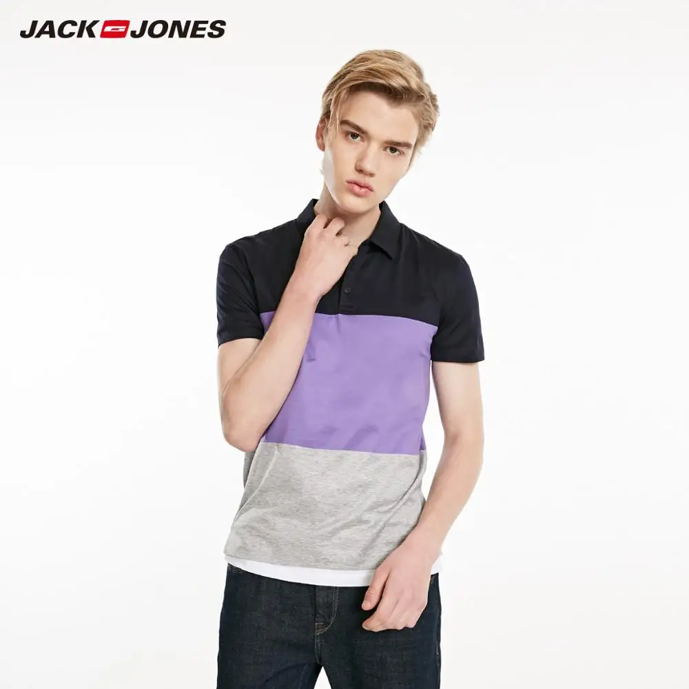 Мужская приталенная рубашка-поло JackJones из 100% хлопка с отложным воротником и