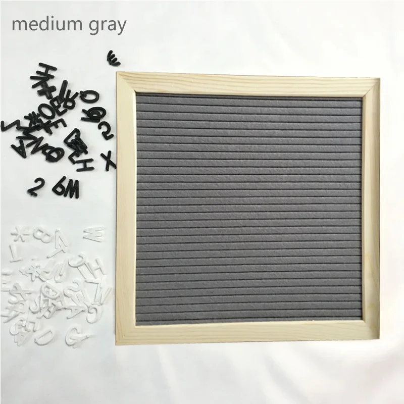medium gray Декоративные доски, сменные Символьные цифры, деревянная рамка, офисные персонажи, доски для сообщений, войлочная доска с буквами, домашний декор - Цвет: medium gray