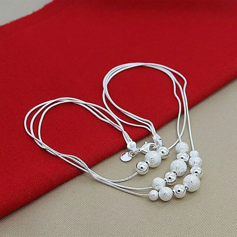 

LEKANI 925 Sterling Silver Three Snake Chain Matte Smooth Pendant Necklace For Women Fashion Wedding Engagement Charm Jewelry