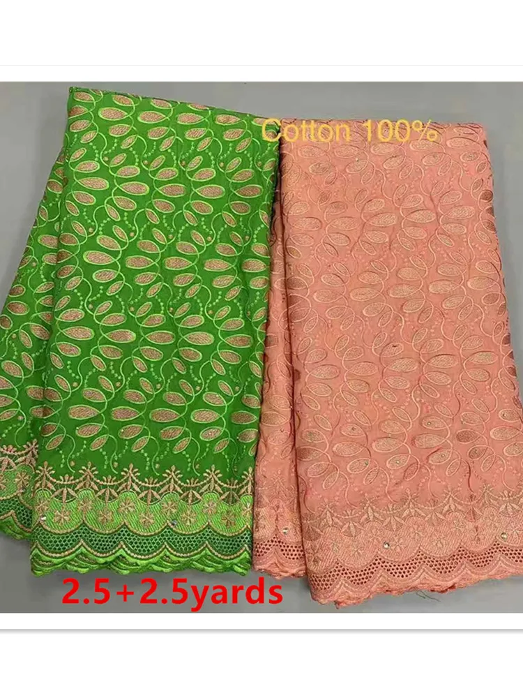 

new fashion style 5+2yards african eyelet cotton lace fabric comfortable swiss voile lace fabric for women party dress KC1083