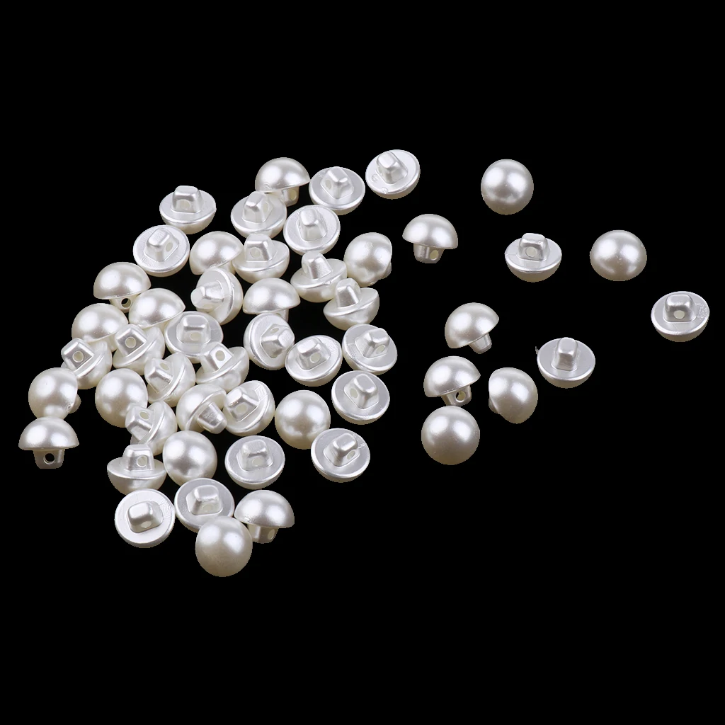 

50 Pieces 2 Holes Plastic Artificial Pearls with Shank DIY Homemade for Sewing Clothes Garment DIY Crafts Accessories 10mm/12mm