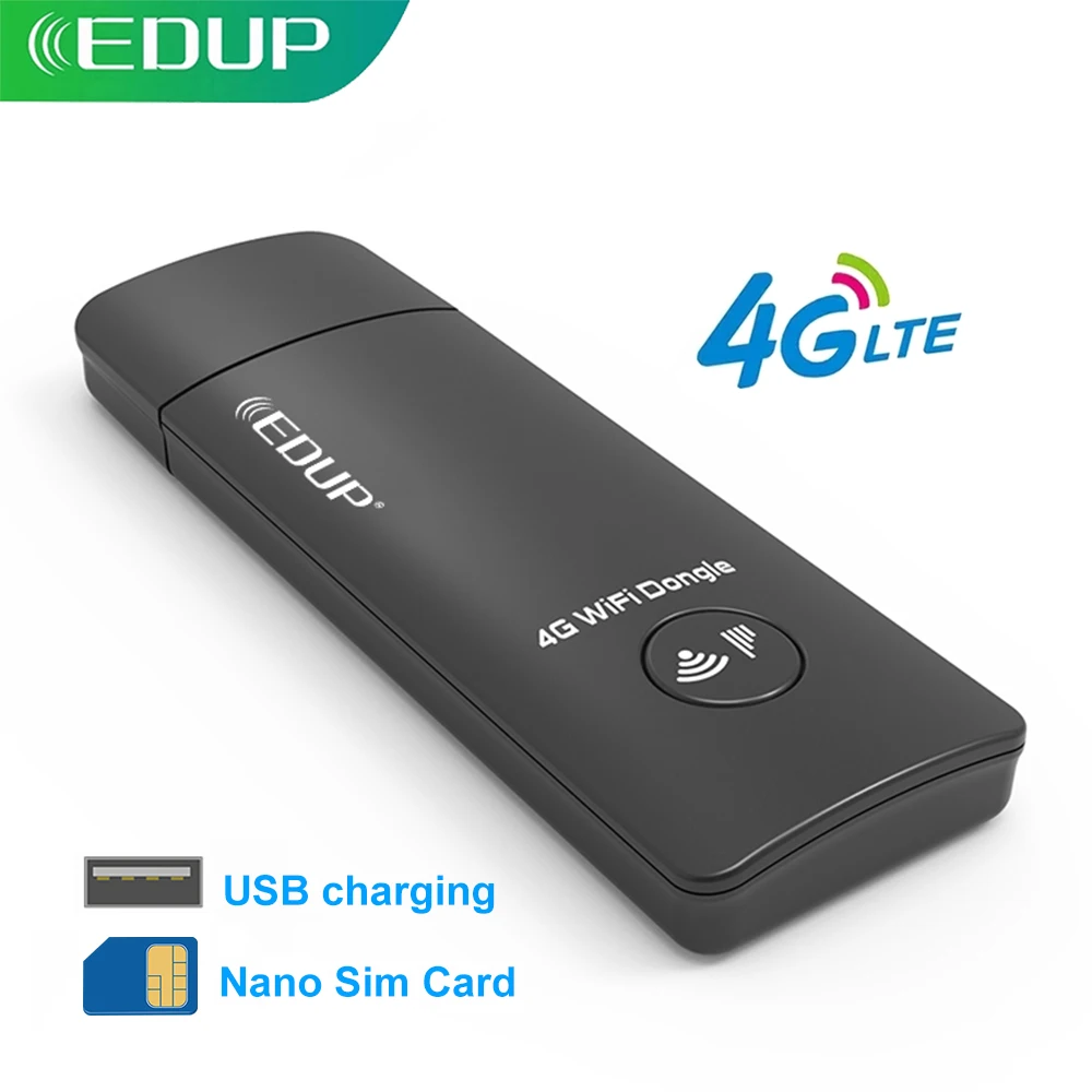 

Универсальная Мобильная точка доступа EDUP LTE с поддержкой 3G/4G, 150 Мбит/с, USB, Wi-Fi, адаптер, Nano Sim-карта для настольного ПК, ноутбука, телефона edup