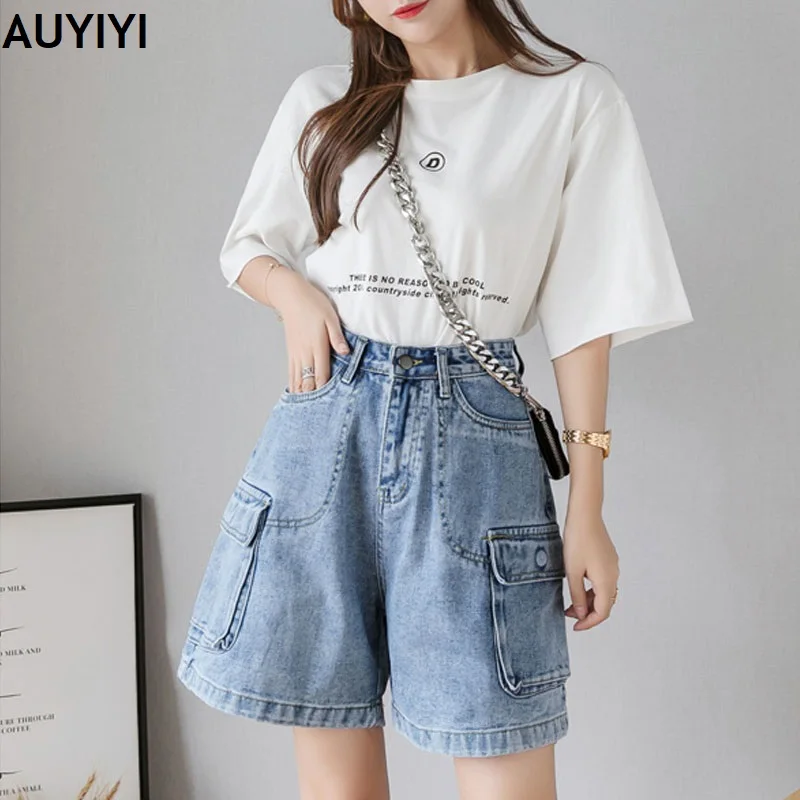

Women's short jeans summer loose 2021 new wide-leg fashion ultra-hot thin section straight high waisted jeans women clothing