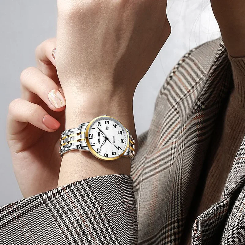 2021 Men's waterproof quartz watch big number dial luminous couple watches retro women clocks Gifts for parents Paired watches