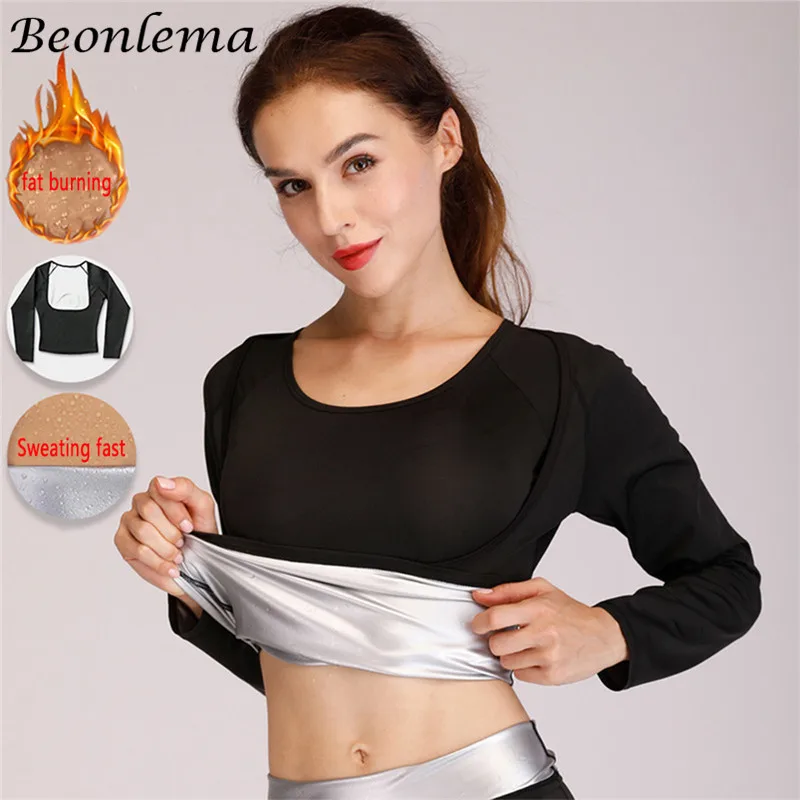 

Body Shapewear Woman Sexy Lingerie Body Shaper Sweat Suit Tummy Shaper Sports fitness Gym Long Sleeve Black Summer Short Tops