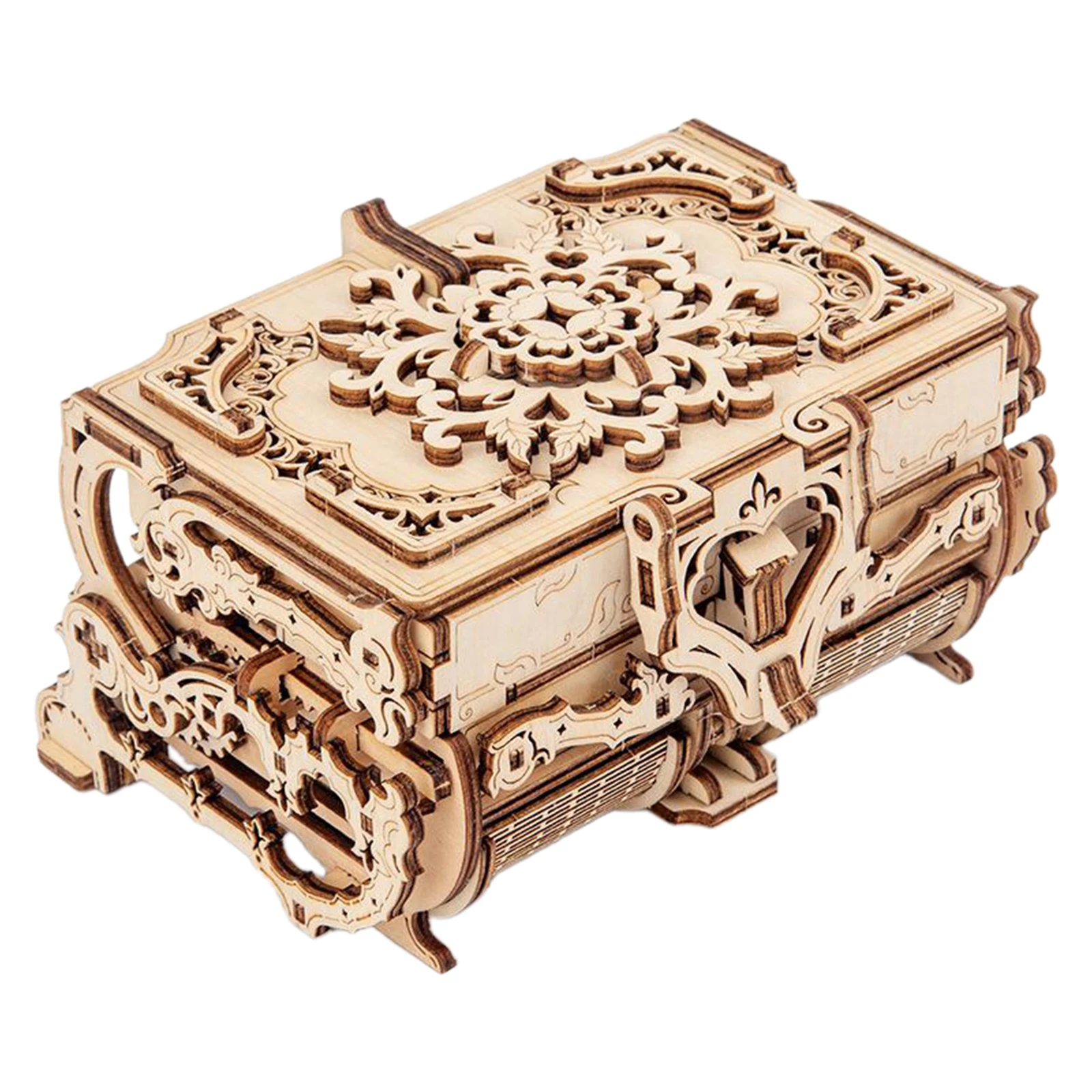 

Antique Box Wooden Puzzle DIY Mechanical Building 3D Model Kit Brain Teaser