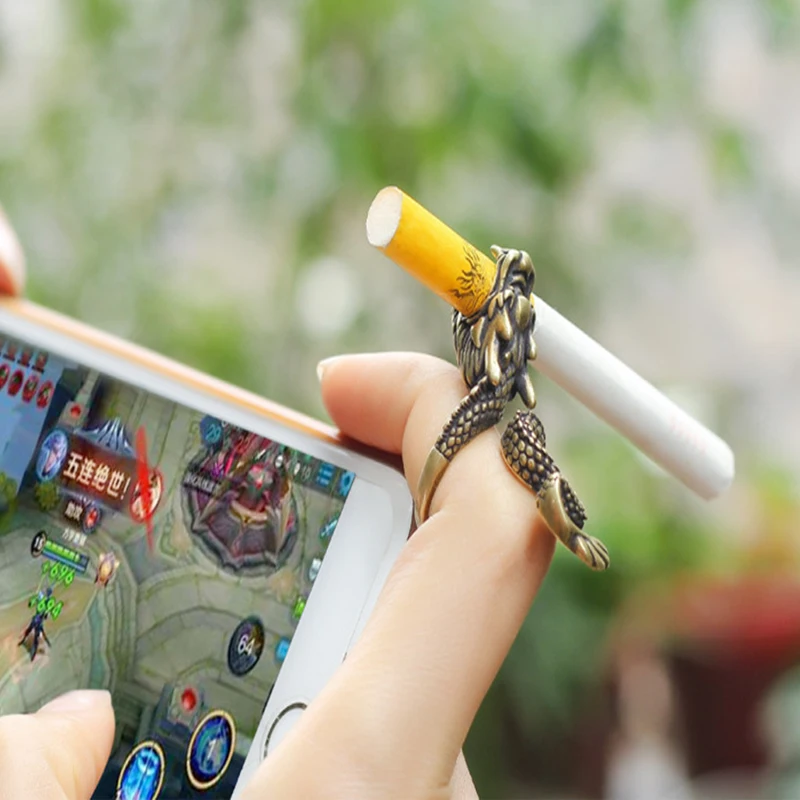 Держатель для сигарет металлическая подставка с кольцом в виде дракона зажим