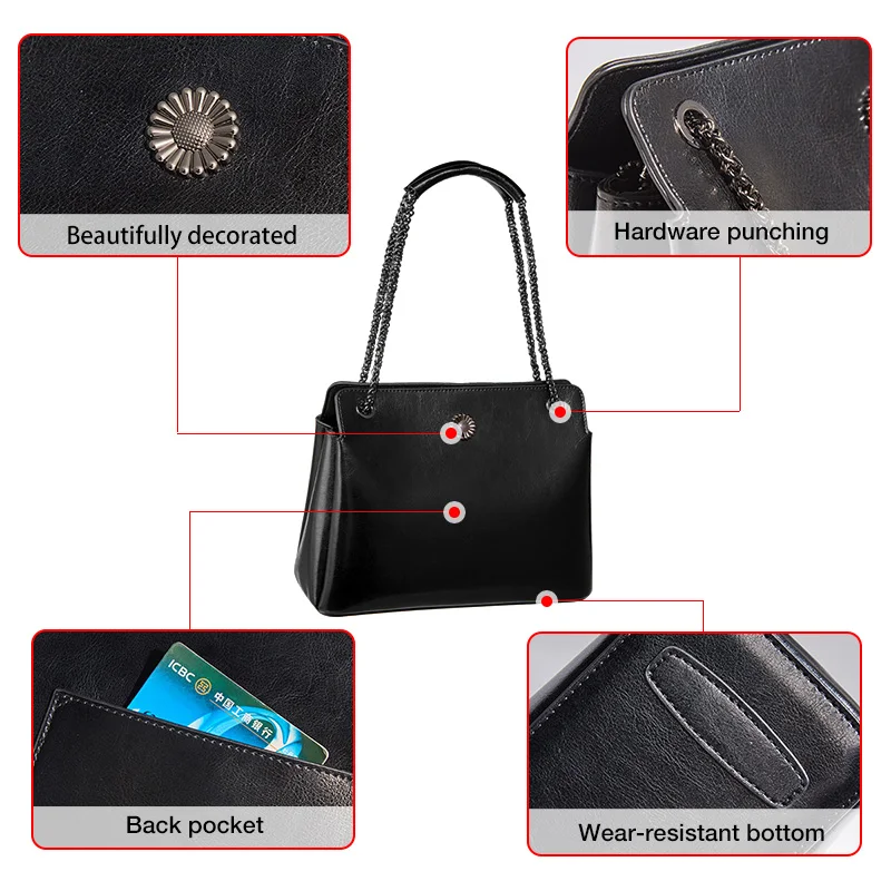 foxer lady split leather fashion simple chain shoulder bag office high quality women bag large capacity commuter messenger bag free global shipping