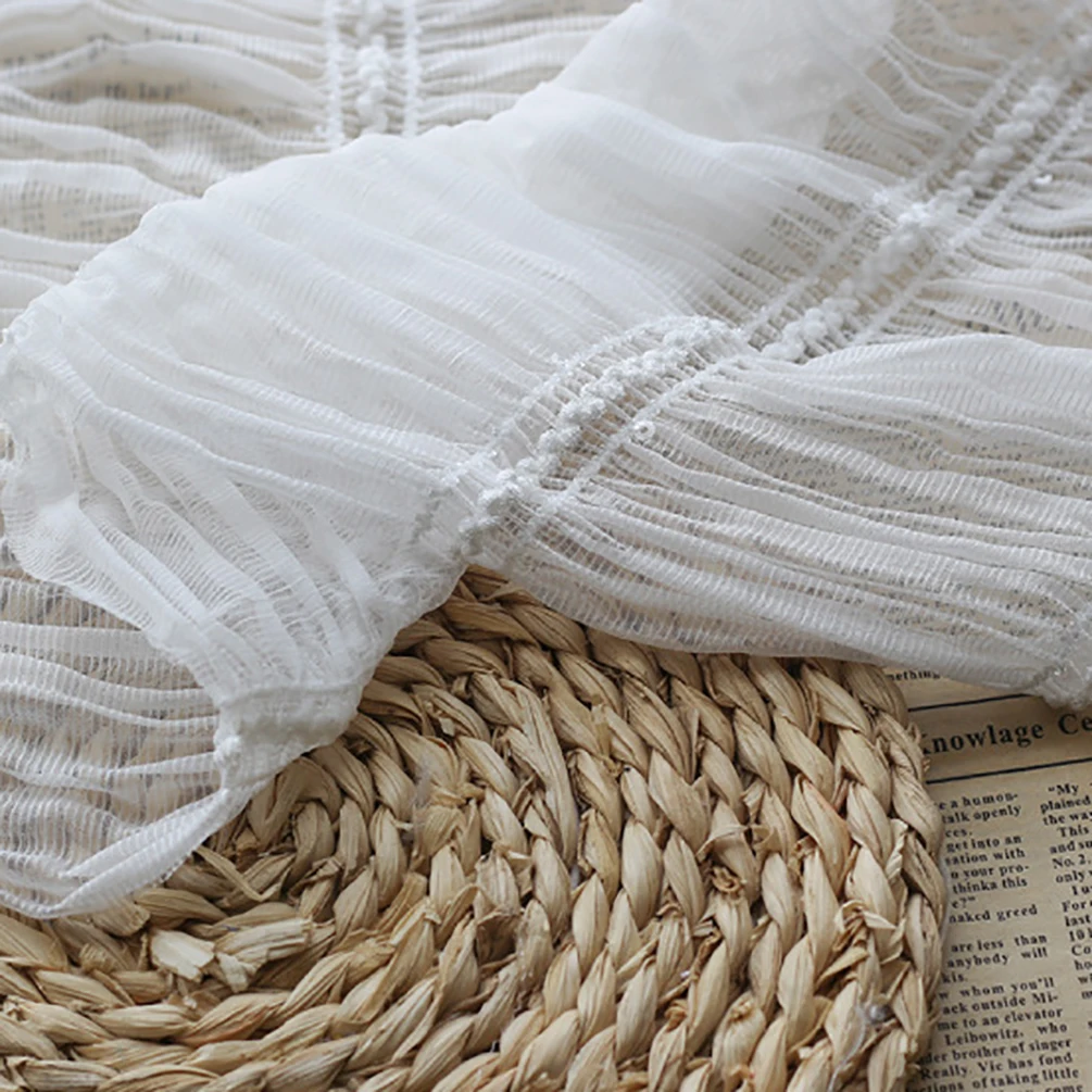 Шифоновая ткань в полоску с вышивкой крючком сказочном стиле стрейч-тюль для