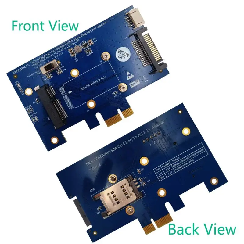 

Mini PCI-E PCI Express to PCI-E 1x Adapter With SIM card Slot for WiFi and 3G/4G/LTE card For PC 1XCB