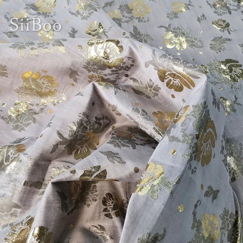 Роскошная золотая Цветочная металлическая жаккардовая натуральная шелковая
