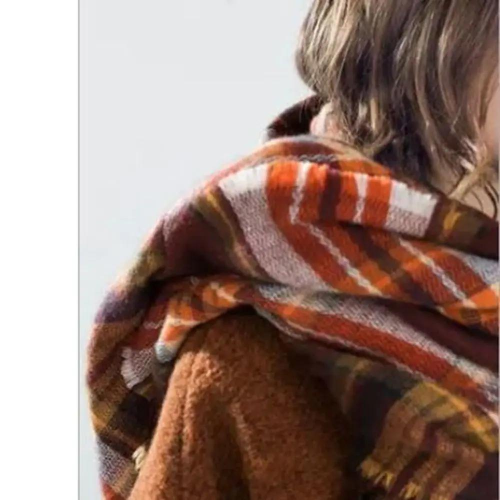 Новый осенний и зимний популярный кашемировый толстый клетчатый женский шарф