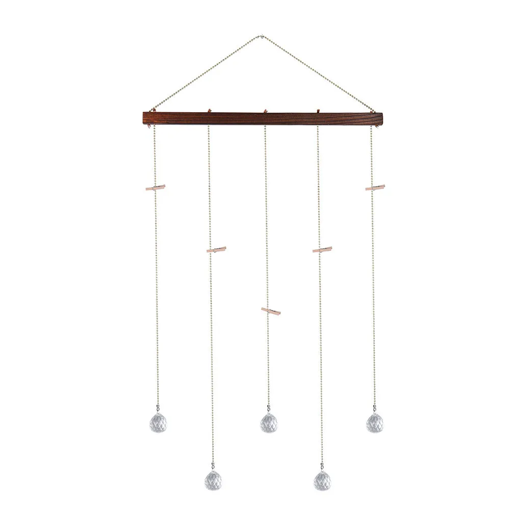 Large Wooden Stick Hanging Photo Display Macrame Wall Pictures Organizer Home Decor with Wood Clips and Post Cards | Дом и сад