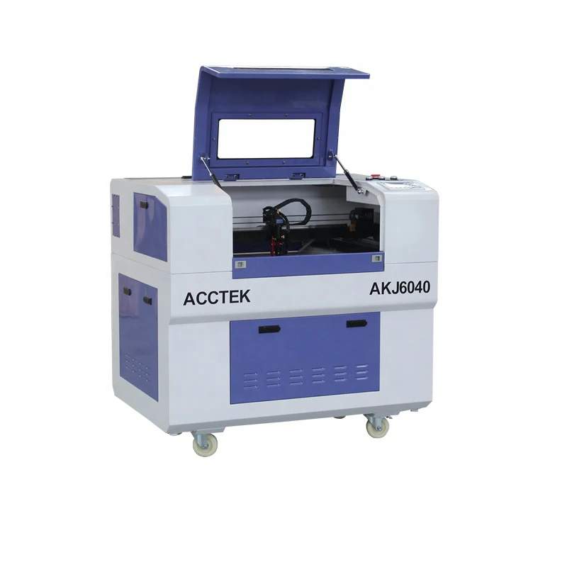 Миниатюрный лазерный гравировальный станок AccTek для дерева фанеры акрила МДФ 80 Вт