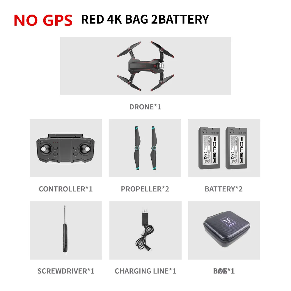 Red 4K Bag 2B Радиоуправляемый квадрокоптер S20 Дрон gps 4K HD Двойная камера 5G wifi FPV складной селфи Дрон профессиональный оптический поток 500 м дальние расстояния - Цвет: Red 4K Bag 2B