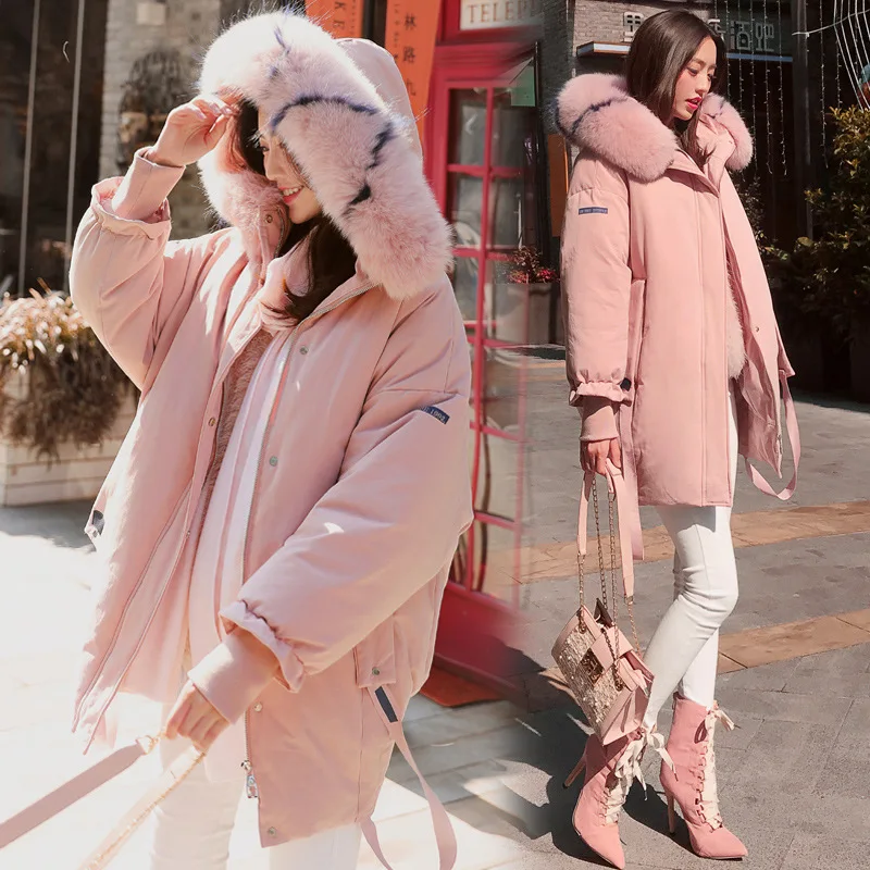 

UVRCOS Down Jacket Women 2020 Winter New Big Fur Collar White Duck Down Jacket Thickened Warmth Fashion Down Jacket Women Coat