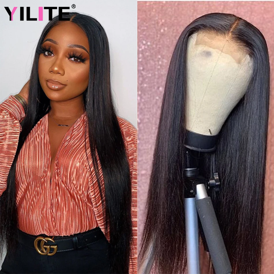 

16 Inch Malaysia Human Hair Wigs 1x4 Lace Closure Wig Bone Straight Natural Color T Part Lace Closure Wig Pre Plucked Baby Hair